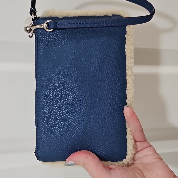 Coach Blue Wristlet with Shearling Trim - Picture 10 of 13